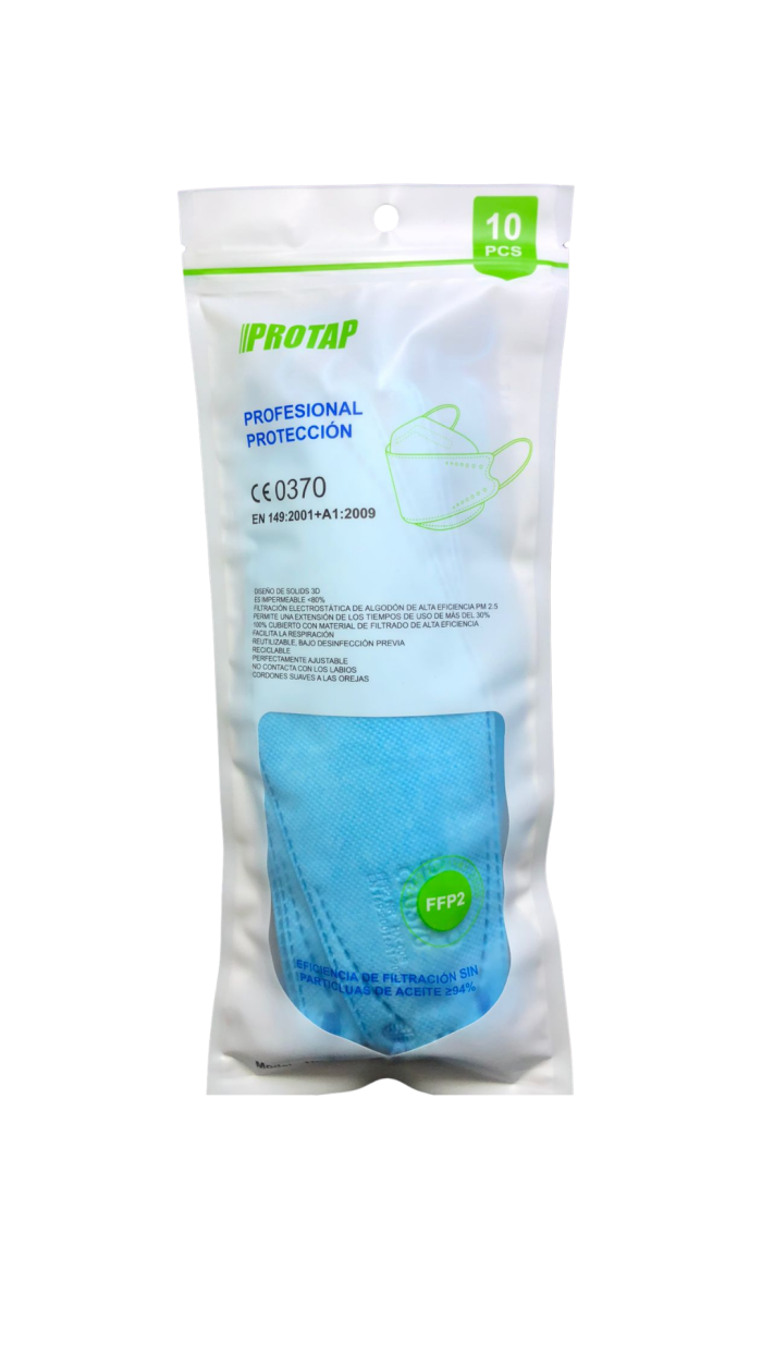TAPABOCAS FFP2 PROTAP CELESTE PAQUETE 10 UND - Imagen 2